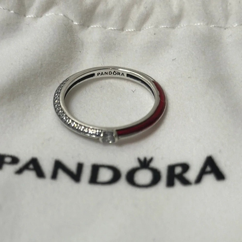 NWT Pandora Silver Ring with Crystal and Red Accents - Picture 4 of 5